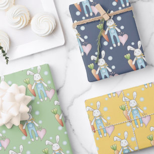 Feuille De Papier Cadeau Lapin en peluche personnalisé mignon