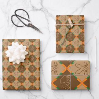 Feuille De Papier Cadeau Lapin Lapin