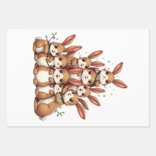Feuille De Papier Cadeau Lapins Noël Arbre Joyeux Noël Noël Noël Noël Noël