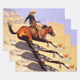 Feuille De Papier Cadeau L'art western cow-boy par Frederic Remington