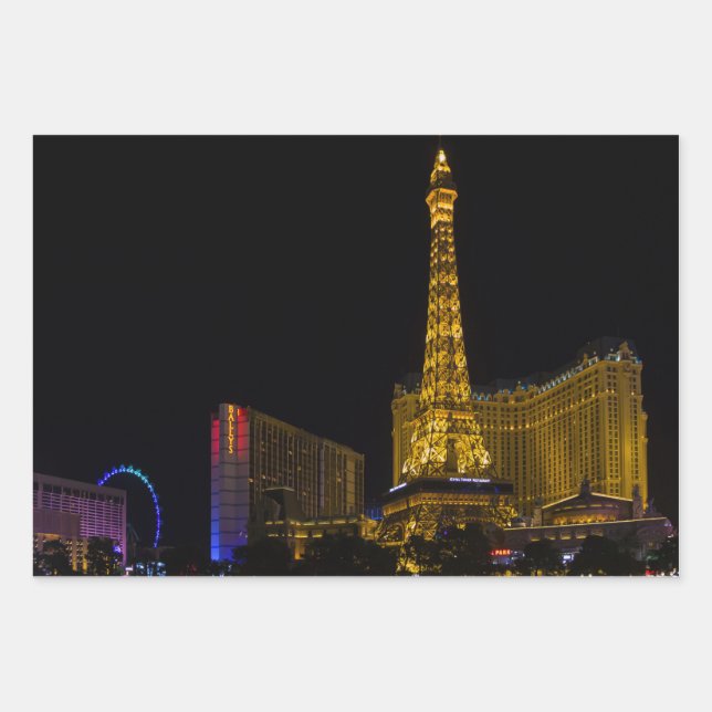 Feuille De Papier Cadeau Las Vegas la nuit Skyline (Devant)