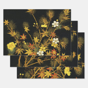 Feuille De Papier Cadeau L'automne japonais laisse l'art classique antique 