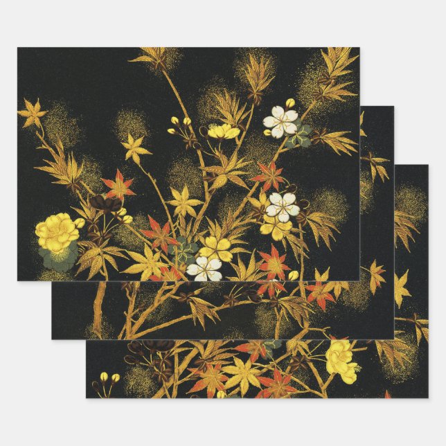 Feuille De Papier Cadeau L'automne japonais laisse l'art classique antique  (Lot)