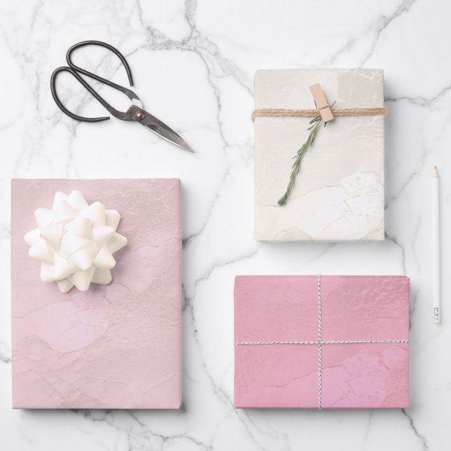 Feuille De Papier Cadeau Lavage de Bébé Rose Chic Perle (Recto)
