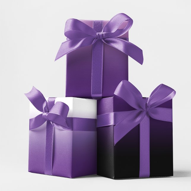 Feuille De Papier Cadeau Lavande noire blanche et mélange d'ombre violet ro (White Black Lavender and Royal Purple Ombre Mix Wrapping Paper Sheets)