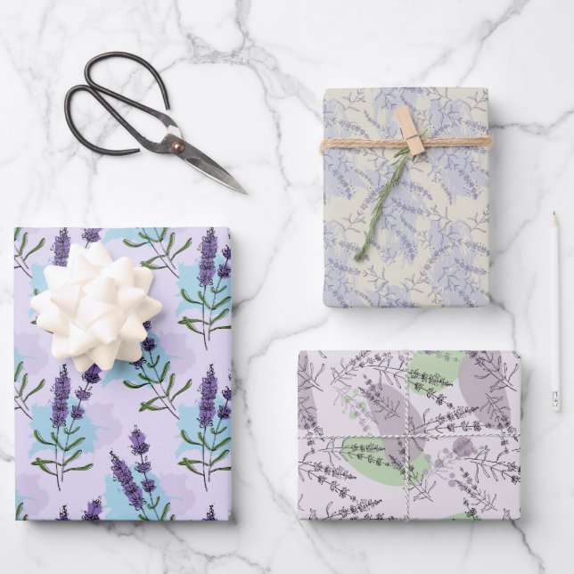 Feuille De Papier Cadeau Lavender Flowers  (Recto)