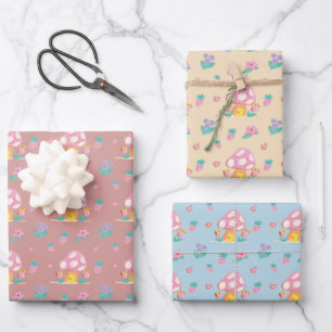 Feuille De Papier Cadeau Le Champignon Cute Pastel