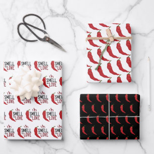 Feuille De Papier Cadeau Le Chili rouge sent l'amour