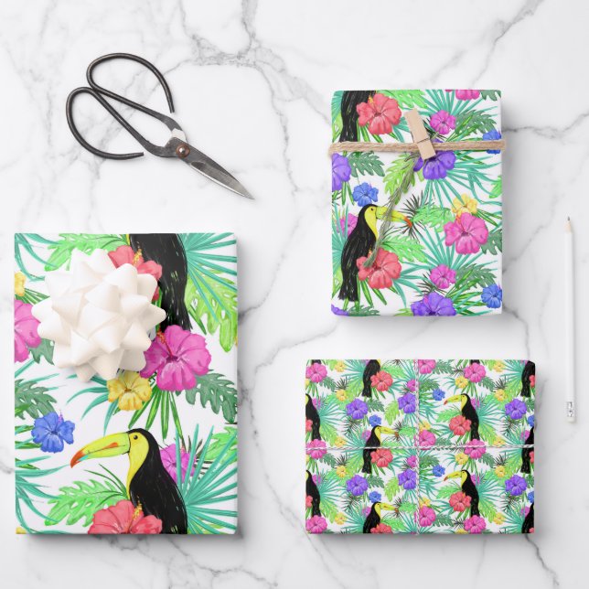 Feuille De Papier Cadeau Le feuillage du Paradis tropical Oiseau tactile ex (Recto)