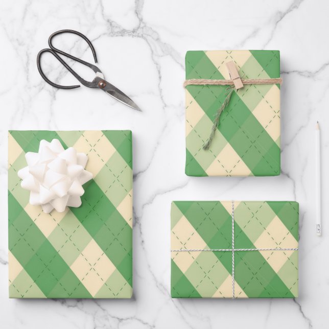Feuille De Papier Cadeau Le Jacquard vert MeanClique (Recto)