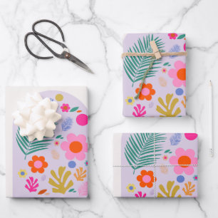 Feuille De Papier Cadeau Le Jardin 07 Fleurs Rétro Pastel Lilac