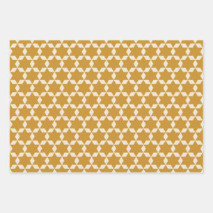 Feuille De Papier Cadeau Le Motif du carrelage étoilé dans la moutarde fo