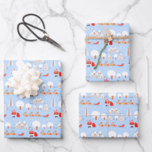 Feuille De Papier Cadeau Le Père Noël arrive à Noël en ville