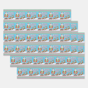 Feuille De Papier Cadeau Le Père Noël clignote dans la neige