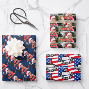 Feuille De Papier Cadeau Le président Donald Trump fête Noël