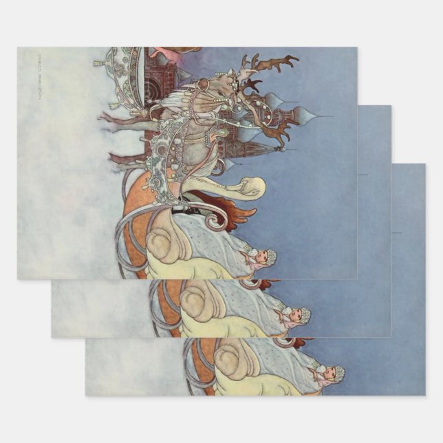 Feuille De Papier Cadeau "Le Prince Heureux" par Charles Robinson de Russie (Lot)