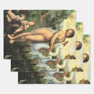 Feuille De Papier Cadeau Léda de Léonard de Vinci et le Cygne