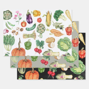 Feuille De Papier Cadeau Légumes de récolte d'action de grâce Colorful 3 pi