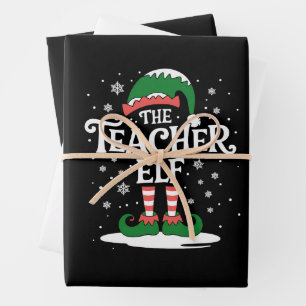 Feuille De Papier Cadeau L'Elf Professeur Noël Famille Groupe Correspondant