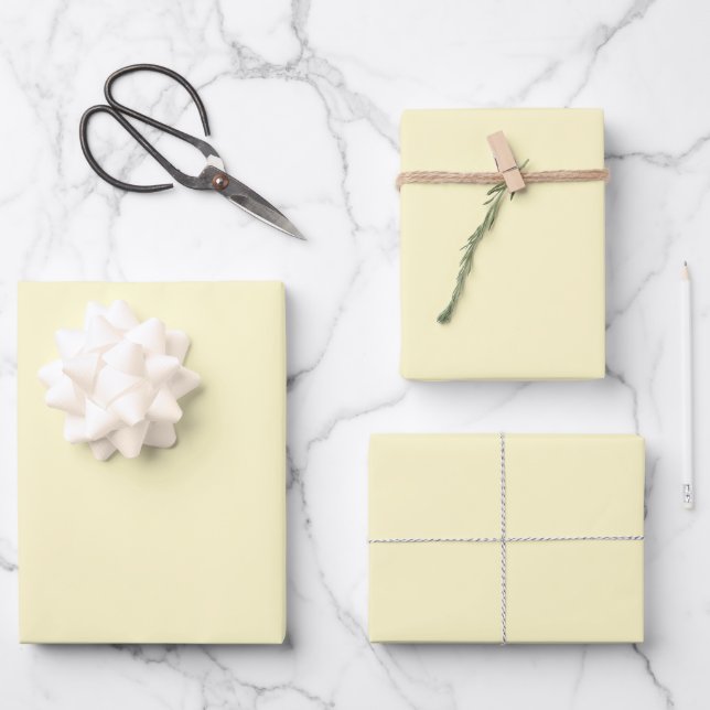 Feuille De Papier Cadeau Lémon moderne jaune clair couleur uni (Recto)