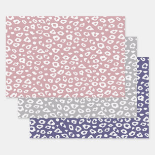 Feuille De Papier Cadeau Léopard blanc rose