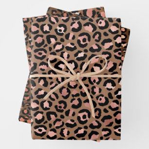 Feuille De Papier Cadeau Léopard Brown rose