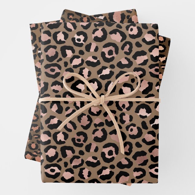 Feuille De Papier Cadeau Léopard Brown rose (En situation)