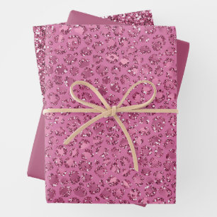 Feuille De Papier Cadeau Léopard de Parties scintillant rose