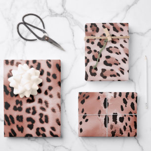 Feuille De Papier Cadeau Léopard rose rose