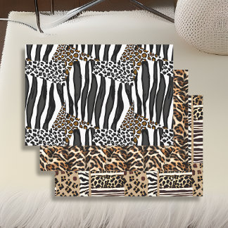 Feuille De Papier Cadeau Leopard, Zebra et Giraffe Imprimer Anniversaire