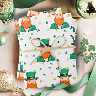 Feuille De Papier Cadeau Leprechaun Clover Shamrock Patrick's Day