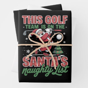 Feuille De Papier Cadeau L'équipe de golf est sur la liste des vilains du P