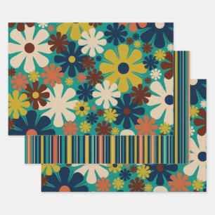 Feuille De Papier Cadeau Les années 60 rétro les années 70 esthétique Motif