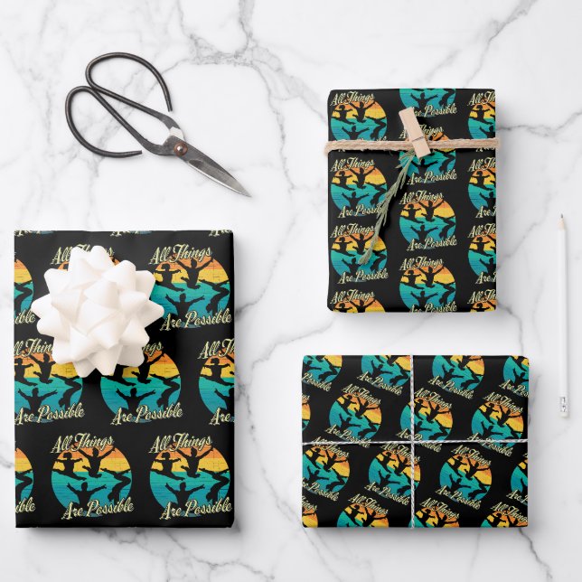Feuille De Papier Cadeau Les filles Gymnastique - Tout est possible (Recto)