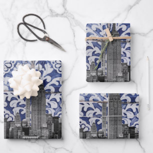 Feuille De Papier Cadeau Les gratte-ciels de New York rencontrent les carre