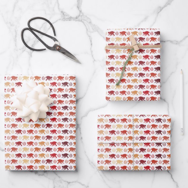 Feuille De Papier Cadeau Les Patters de Red Monkey (Recto)