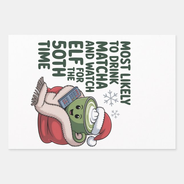 Feuille De Papier Cadeau Les plus susceptibles de boire Matcha et regarder  (Devant)