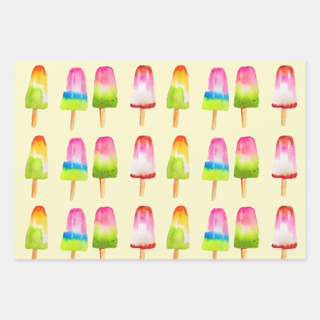 Feuille De Papier Cadeau Les pops glacés popsicles gâteries délicieuses (Devant)