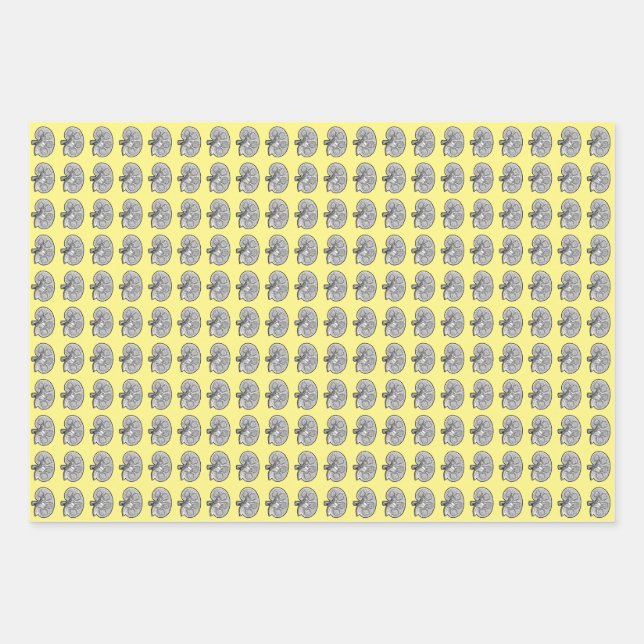 Feuille De Papier Cadeau Les reins, jaunes, (Devant)