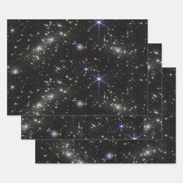 Feuille De Papier Cadeau L'espace extra-atmosphérique Stars Galaxies Systèm (Lot)