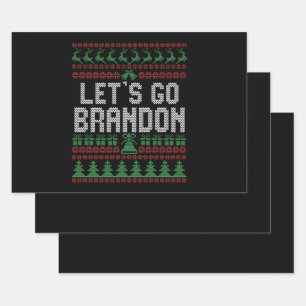 Feuille De Papier Cadeau Let's Go Brandon Funny Ugly Christmas Sweater