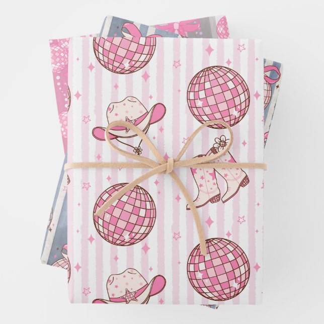 Feuille De Papier Cadeau Lets Go Girls Disco Cowgirl Bachelorette Party (En situation)