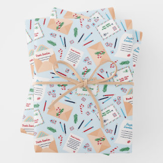 Feuille De Papier Cadeau Letters to Santa Vintage Christmas Mail Pattern