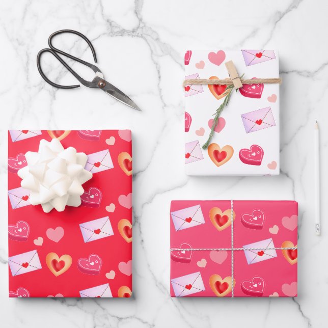 Feuille De Papier Cadeau Lettre d'amour et de soins pour la Saint-Valentin  (Recto)