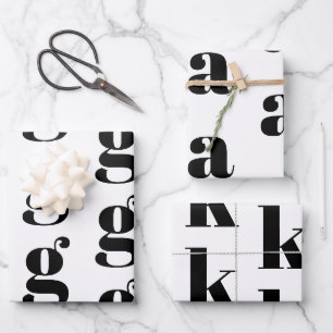 Feuille De Papier Cadeau Lettre initiale monographique blanche