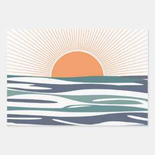 Feuille De Papier Cadeau Lever du soleil au bord de la mer
