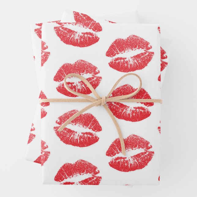 Feuille De Papier Cadeau Lèvres Rouges, Motif De Lèvres, Rouge Lèvres, Bais (En situation)