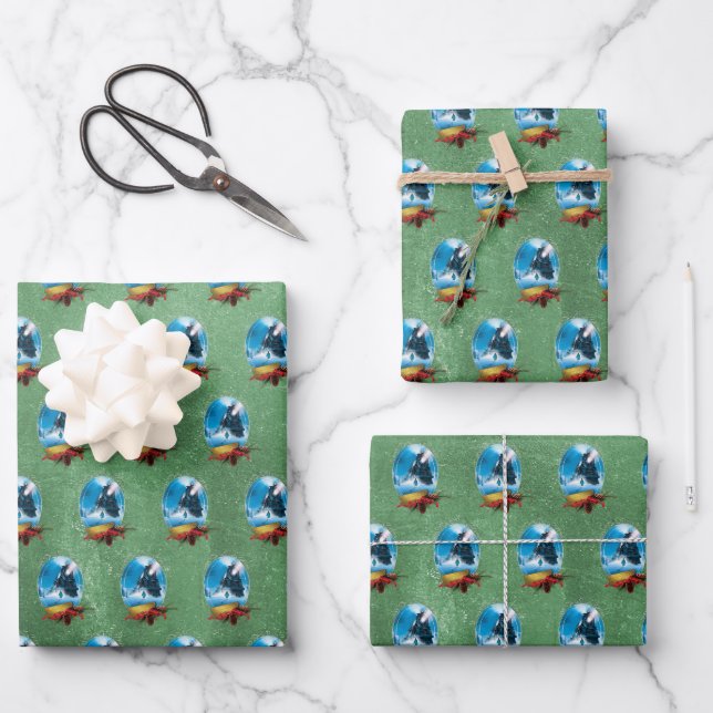 Feuille De Papier Cadeau L'Express polaire | Arrivée du train encadré de va (Recto)