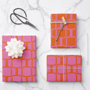 Feuille De Papier Cadeau Liens de la méthode Motifs géométriques rose et or