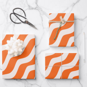 Feuille De Papier Cadeau Lignes Abstraites de bandes rétro Vagues Vintages 